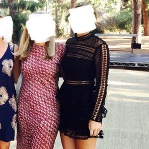 Self-Portrait Tiered Black Mock Neck Dress